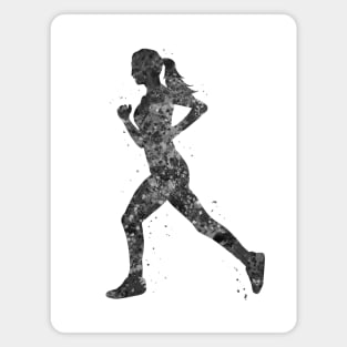 Runner girl black and white Magnet